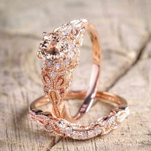 NEW Rose Gold 2-Pc Wedding Engagement Anniversary Ring Set